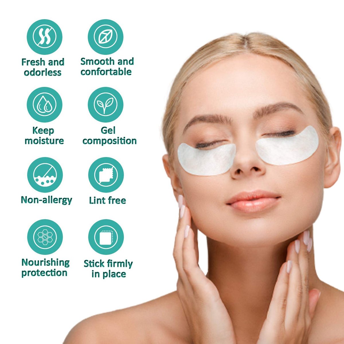 50 Pairs Under Eye Pads for Eyelash Extensions - Hydrogel Eye Mask Pads Lint-Free Beauty Tool (Pink) - görsel 13