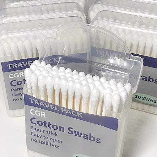 CGR 400pcs Organic Cotton Swabs – 100% Pure Cotton Double-Tipped, Compostable Paper Sticks, Travel Pack (8 Packs of 50) - görsel 8