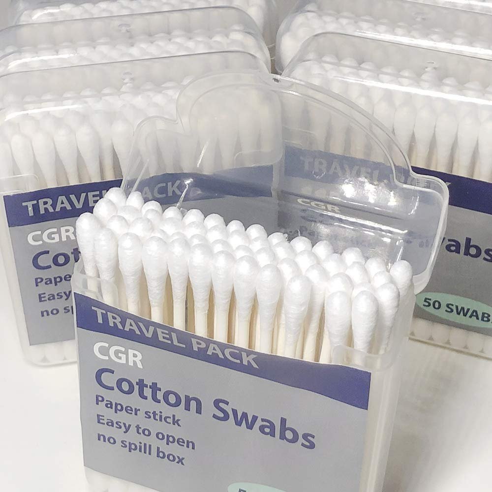 CGR 400pcs Organic Cotton Swabs – 100% Pure Cotton Double-Tipped, Compostable Paper Sticks, Travel Pack (8 Packs of 50) - görsel 7