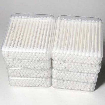 CGR 400pcs Organic Cotton Swabs – 100% Pure Cotton Double-Tipped, Compostable Paper Sticks, Travel Pack (8 Packs of 50)