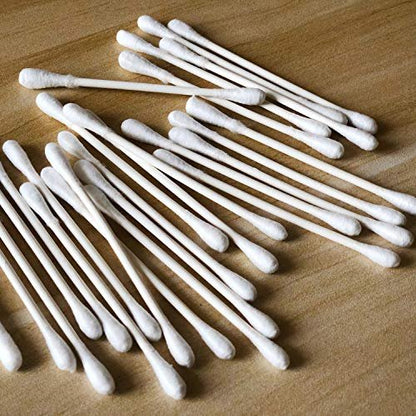 CGR 400pcs Organic Cotton Swabs – 100% Pure Cotton Double-Tipped, Compostable Paper Sticks, Travel Pack (8 Packs of 50)