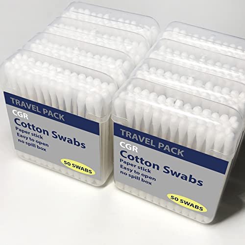 CGR 400pcs Organic Cotton Swabs – 100% Pure Cotton Double-Tipped, Compostable Paper Sticks, Travel Pack (8 Packs of 50) - görsel 6
