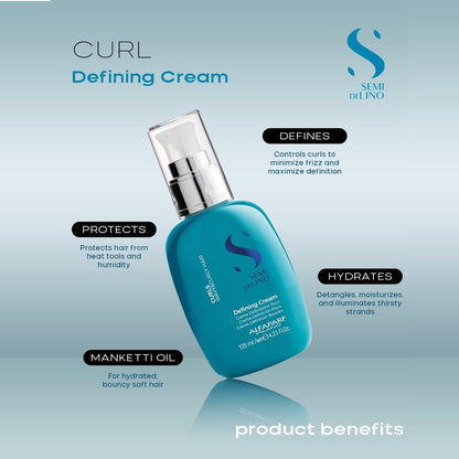 ALFAPARF MILANO Semi di Lino Curl Defining Cream - Lightweight Styling Lotion for Curly Hair - Defines, Hydrates, Separates, Nourishes, Conditions Curls - Reduces Frizz - Heat Protection (4.23 oz) Avelisse