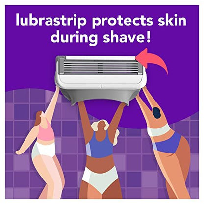 JOY Women's Razor Blade Refills - 12 Count, Purple, Lubrastrip for Smooth Skin Avelisse