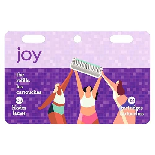 JOY Women's Razor Blade Refills - 12 Count, Purple, Lubrastrip for Smooth Skin Avelisse