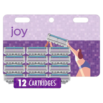 JOY Women's Razor Blade Refills - 12 Count, Purple, Lubrastrip for Smooth Skin Avelisse