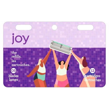 JOY Women's Razor Blade Refills - 12 Count, Purple, Lubrastrip for Smooth Skin Avelisse