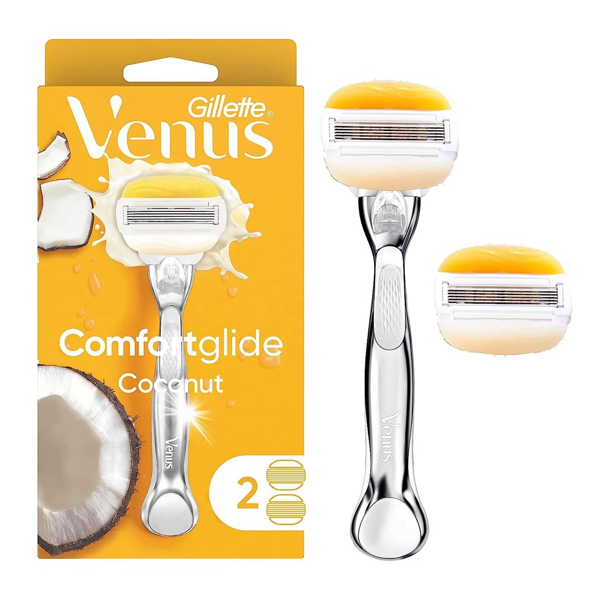 Gillette Venus ComfortGlide with Olay Coconut Women's Razor Handle + 2 Blade Refills Avelisse