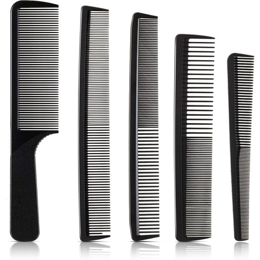 5-Piece Carbon Fiber Hair Cutting Comb Set - Anti-Static, Heat Resistant Barber Styling Combs for Men and Women