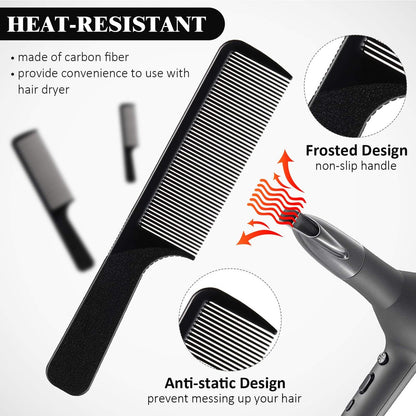 5-Piece Carbon Fiber Hair Cutting Comb Set - Anti-Static, Heat Resistant Barber Styling Combs for Men and Women