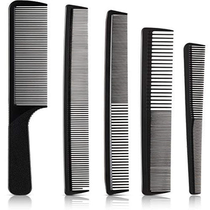 5-Piece Carbon Fiber Hair Cutting Comb Set - Anti-Static, Heat Resistant Barber Styling Combs for Men and Women