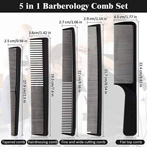 5-Piece Carbon Fiber Hair Cutting Comb Set - Anti-Static, Heat Resistant Barber Styling Combs for Men and Women - görsel 4