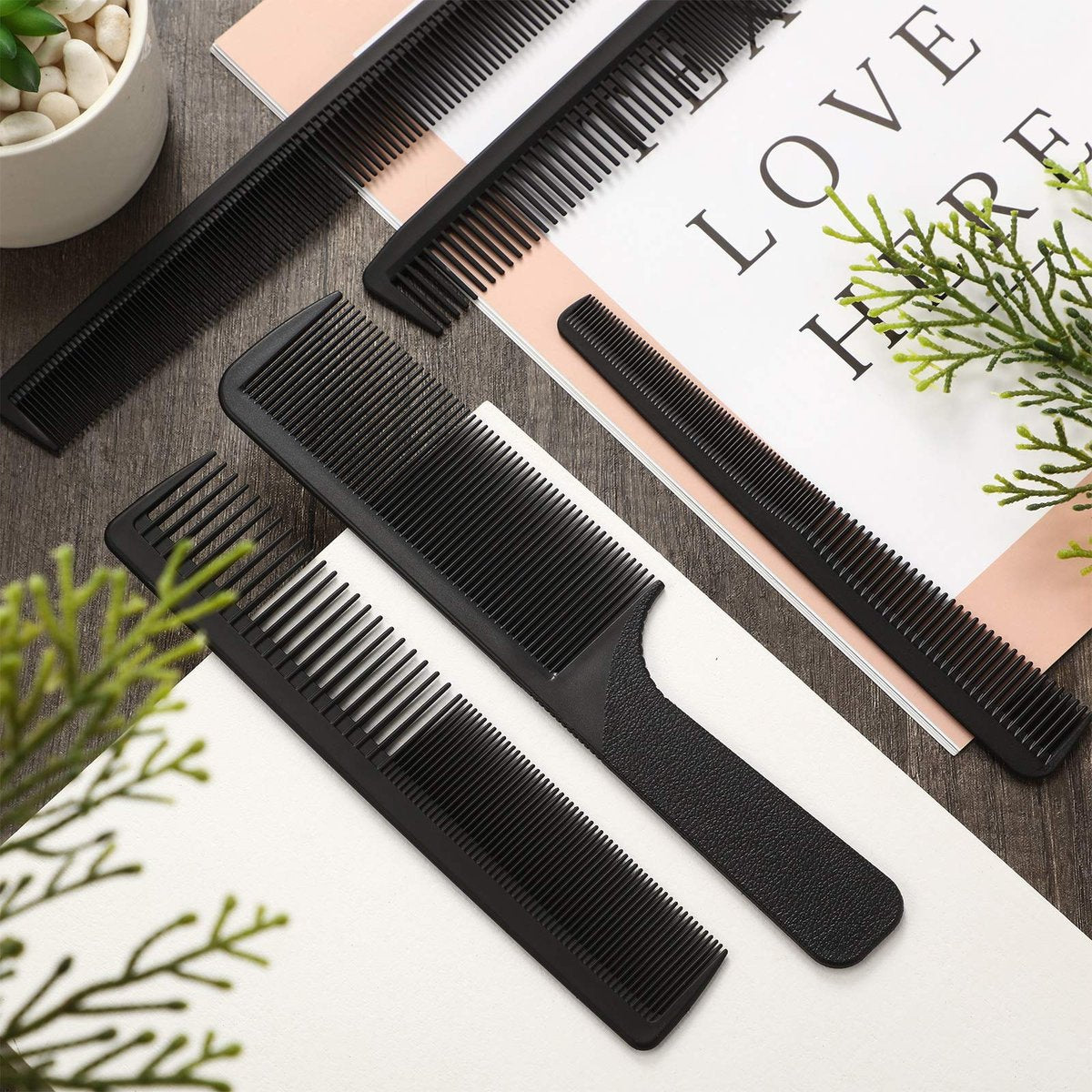 5-Piece Carbon Fiber Hair Cutting Comb Set - Anti-Static, Heat Resistant Barber Styling Combs for Men and Women - görsel 13