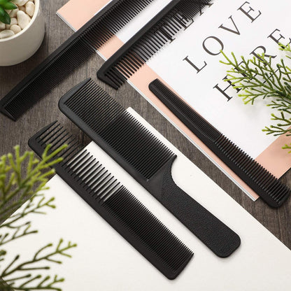 5-Piece Carbon Fiber Hair Cutting Comb Set - Anti-Static, Heat Resistant Barber Styling Combs for Men and Women