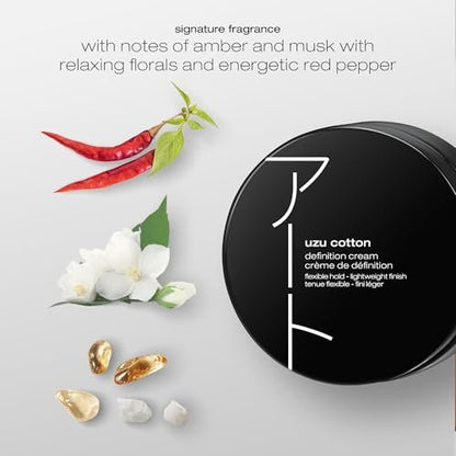 shu uemura art of hair Uzu Cotton Definition Cream - Anti-Frizz, Flexible Hold and Natural Shine, For Wavy and Curly Hair, 2.54 Fl Oz Avelisse