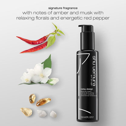 shu uemura art of hair Netsu Design Blow Dry Cream - Styling Primer and Heat Protectant, Adds Volume and Smoothness, Medium Hold and Flexible Control, 5 Fl Oz Avelisse