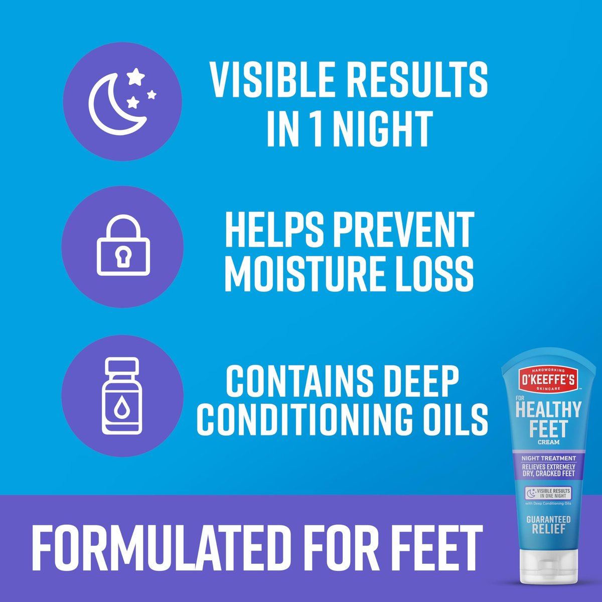 O'Keeffe's Night Treatment Combo Pack: Hand, Foot & Lip Repair Set – Intense Overnight Moisturizer Avelisse