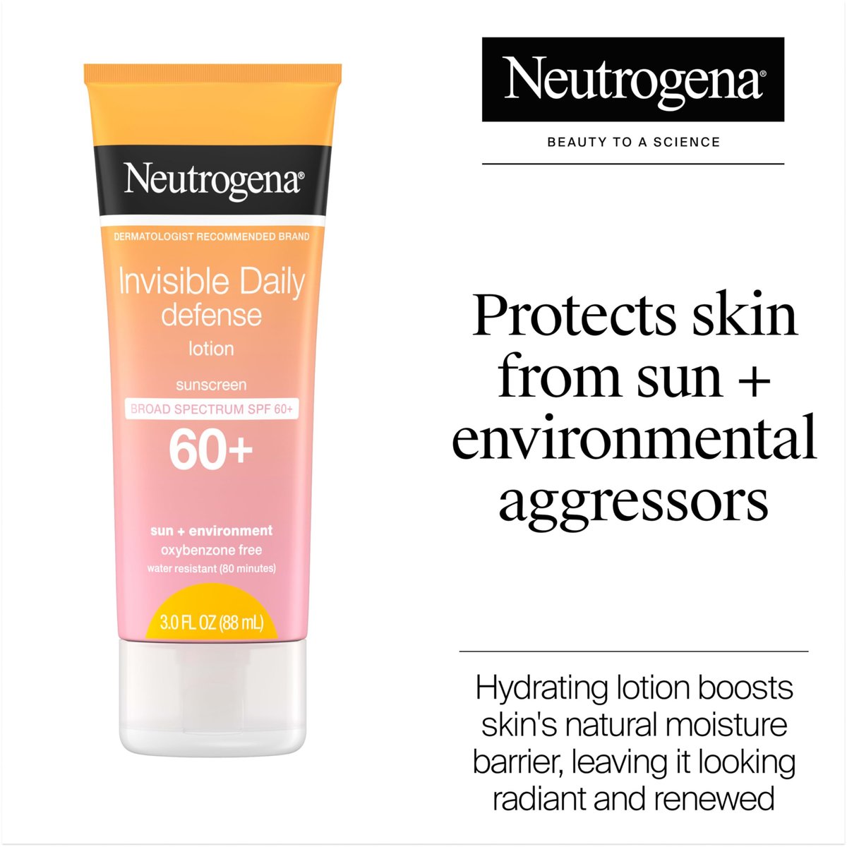 Neutrogena Invisible Daily Defense Sunscreen Lotion SPF 60+, Oxybenzone-Free & Water-Resistant, 3.0 fl. oz Avelisse
