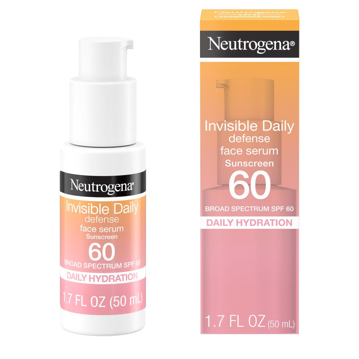 Neutrogena Invisible Daily Defense Face Sunscreen SPF 60 with Antioxidants, Hydrating Serum, 1.7 oz - görsel 1