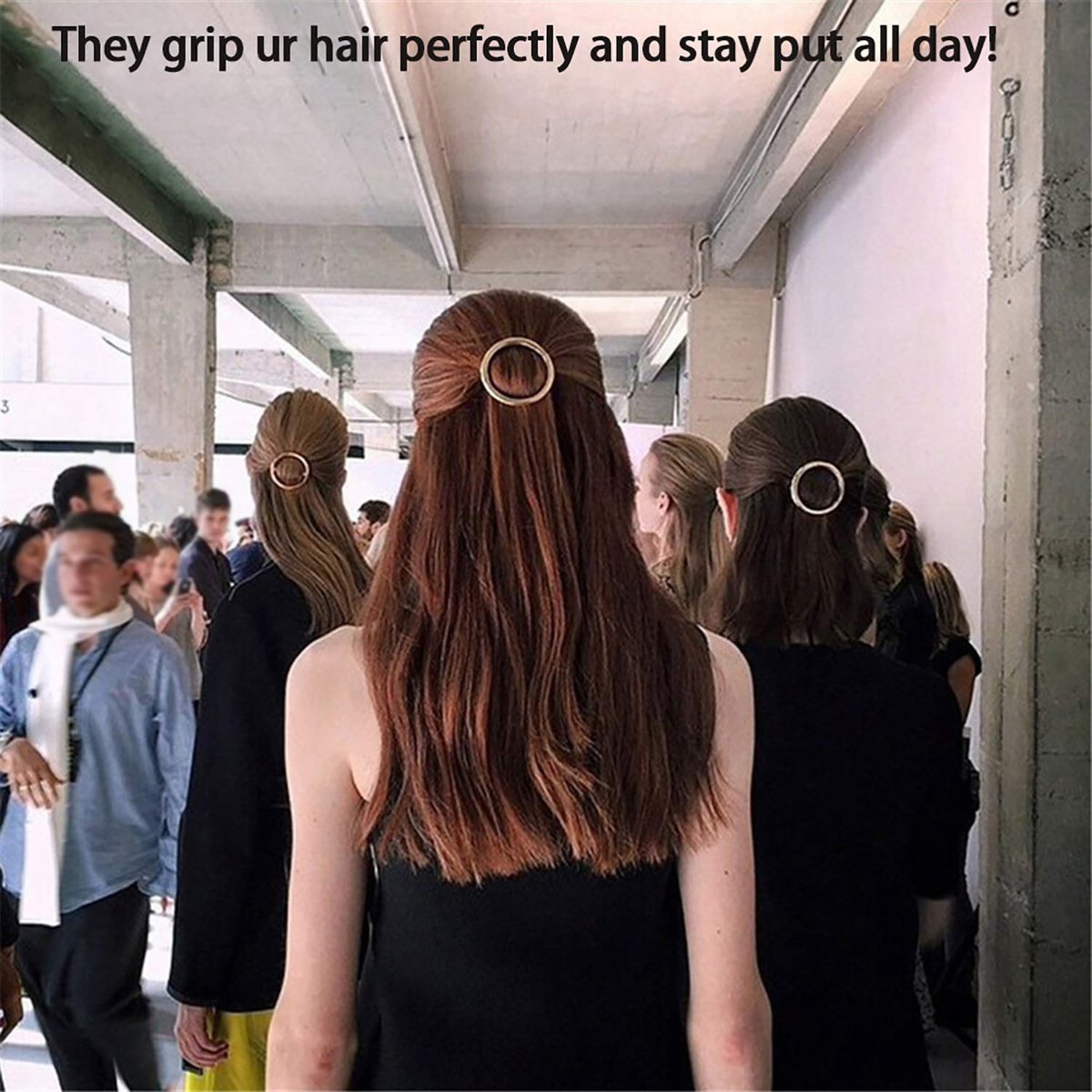 GIYOMI 2-Pack Minimalist Hollow Hoop Hair Clips – Gold & Silver Geometric Metal Bobby Pins for Women and Girls - görsel 7