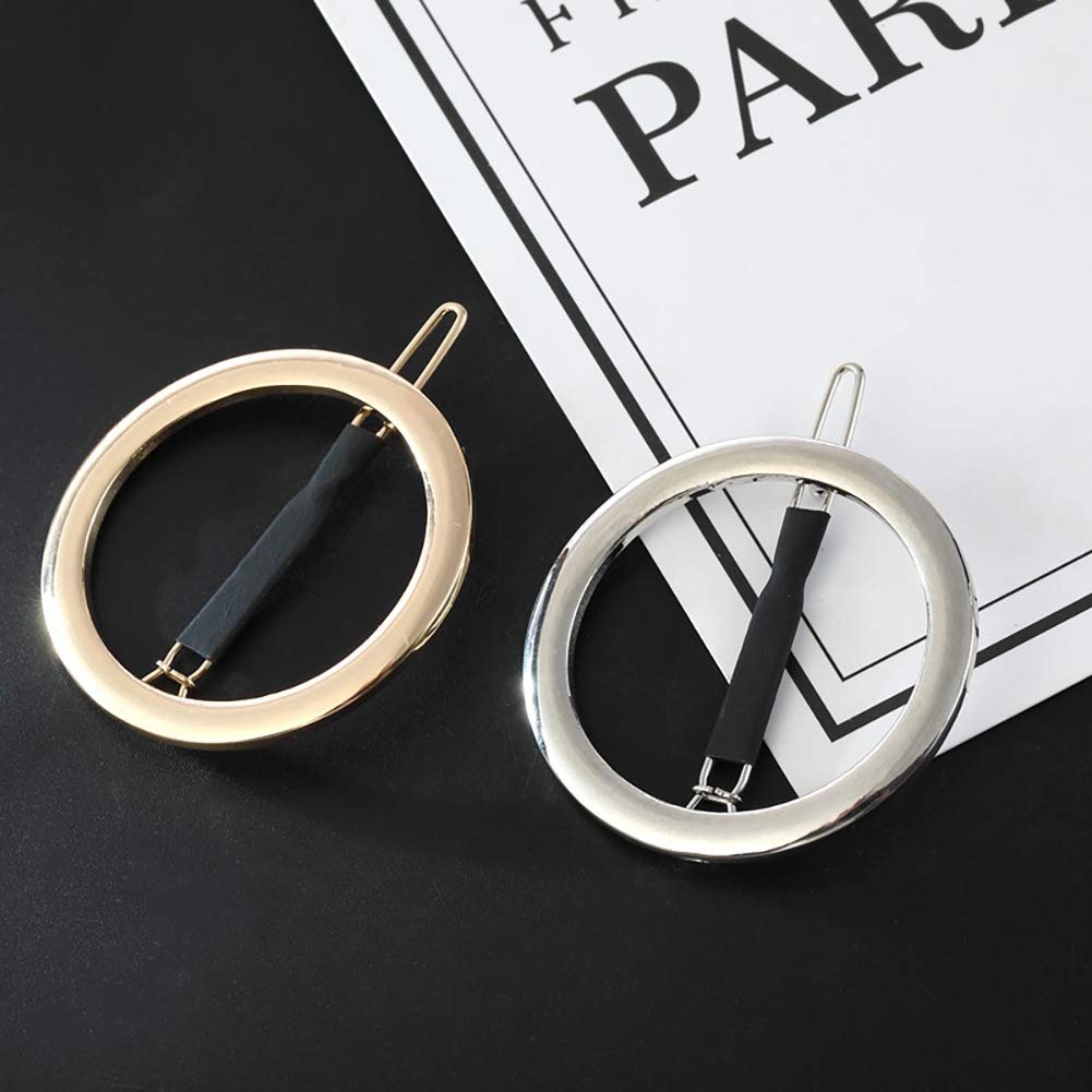 GIYOMI 2-Pack Minimalist Hollow Hoop Hair Clips – Gold & Silver Geometric Metal Bobby Pins for Women and Girls - görsel 9