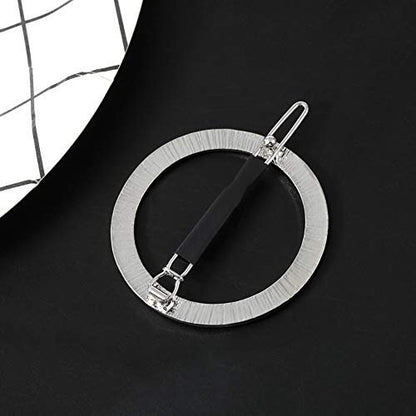 GIYOMI 2-Pack Minimalist Hollow Hoop Hair Clips – Gold & Silver Geometric Metal Bobby Pins for Women and Girls