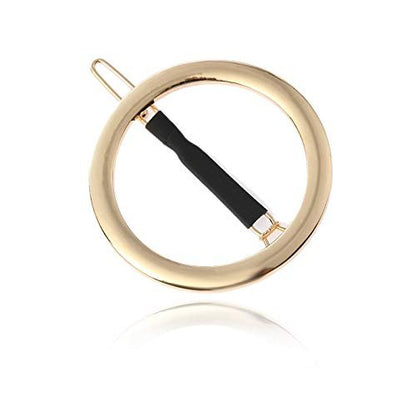 GIYOMI 2-Pack Minimalist Hollow Hoop Hair Clips – Gold & Silver Geometric Metal Bobby Pins for Women and Girls