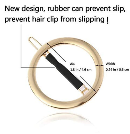 GIYOMI 2-Pack Minimalist Hollow Hoop Hair Clips – Gold & Silver Geometric Metal Bobby Pins for Women and Girls