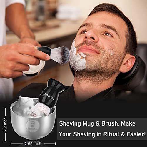 LEPONIX Ultimate Shaving Kit for Men – 17-Piece Safety Razor Set with Sandalwood Shaving Cream, Aftershave, Pre Shave Oil, Brush, Bowl & Apron – Perfect Gifts for Him, Husband, Dad Avelisse