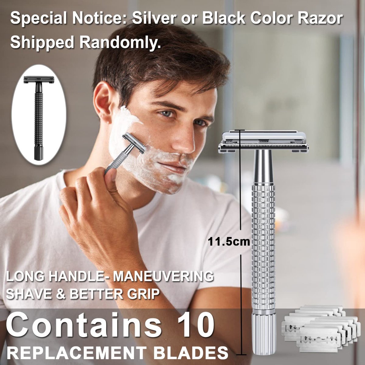 LEPONIX Ultimate Shaving Kit for Men – 17-Piece Safety Razor Set with Sandalwood Shaving Cream, Aftershave, Pre Shave Oil, Brush, Bowl & Apron – Perfect Gifts for Him, Husband, Dad Avelisse