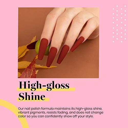 Beetles Burgundy Red Gel Polish – Blanchett Maroon 15ml Dark Plum Red Color UV Soak Off Nail Polish for DIY Manicure at Home - görsel 8
