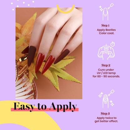 Beetles Burgundy Red Gel Polish – Blanchett Maroon 15ml Dark Plum Red Color UV Soak Off Nail Polish for DIY Manicure at Home