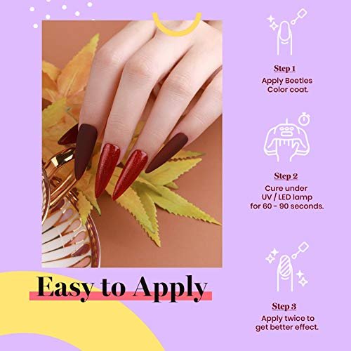 Beetles Burgundy Red Gel Polish – Blanchett Maroon 15ml Dark Plum Red Color UV Soak Off Nail Polish for DIY Manicure at Home - görsel 12