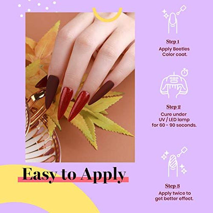 Beetles Burgundy Red Gel Polish – Blanchett Maroon 15ml Dark Plum Red Color UV Soak Off Nail Polish for DIY Manicure at Home