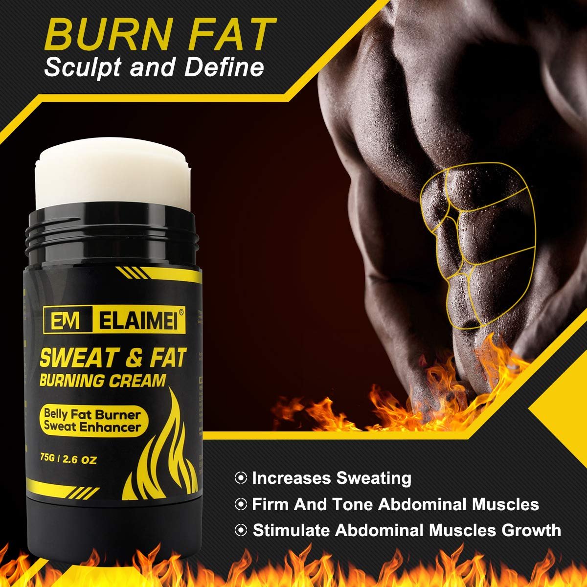 ELAIMEI Fat Burning Sweat Cream – Hot Gel Weight Loss Enhancer for Belly, Slimming & Anti-Cellulite for Women and Men - görsel 3