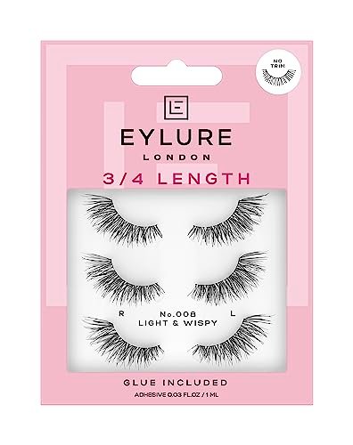 Eylure Fluttery Light 008 Multipack False Lashes - Black, Latex-Free Look Avelisse