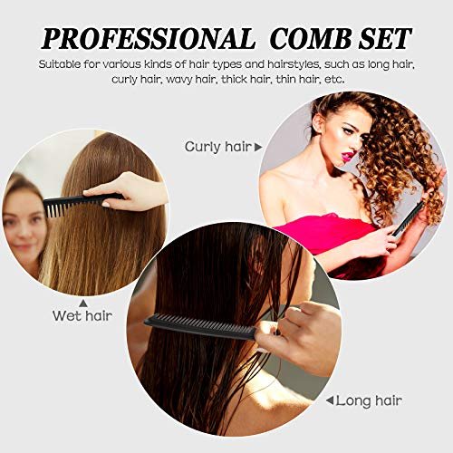Patelai 3-Piece Wide Tooth Detangling Hair Comb Set - Carbon Fiber Anti-Static Heat Resistant Styling Combs for Women, Curly, Straight, Long Hair (Black) - görsel 12