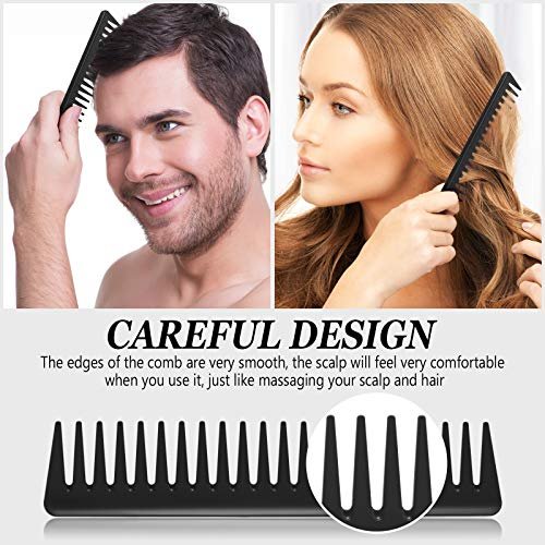 Patelai 3-Piece Wide Tooth Detangling Hair Comb Set - Carbon Fiber Anti-Static Heat Resistant Styling Combs for Women, Curly, Straight, Long Hair (Black) - görsel 6