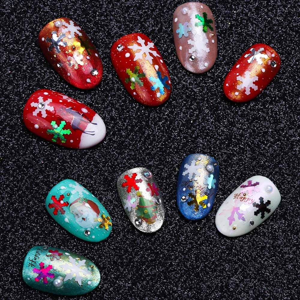 12 Grids Snowflake Glitter Nail Sequins - 3D Holographic Christmas Nail Flakes & Confetti Decals for Manicure & DIY Nail Art - görsel 10