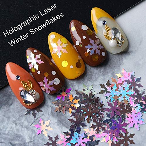 12 Grids Snowflake Glitter Nail Sequins - 3D Holographic Christmas Nail Flakes & Confetti Decals for Manicure & DIY Nail Art - görsel 6