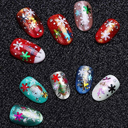 12 Grids Snowflake Glitter Nail Sequins - 3D Holographic Christmas Nail Flakes & Confetti Decals for Manicure & DIY Nail Art