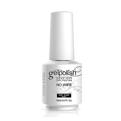 Vishine No Wipe Top Coat Gel Nail Polish – 15ml High Gloss Shine Finish, Long Lasting for Home DIY Manicure