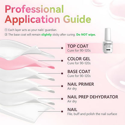 Vishine No Wipe Top Coat Gel Nail Polish – 15ml High Gloss Shine Finish, Long Lasting for Home DIY Manicure