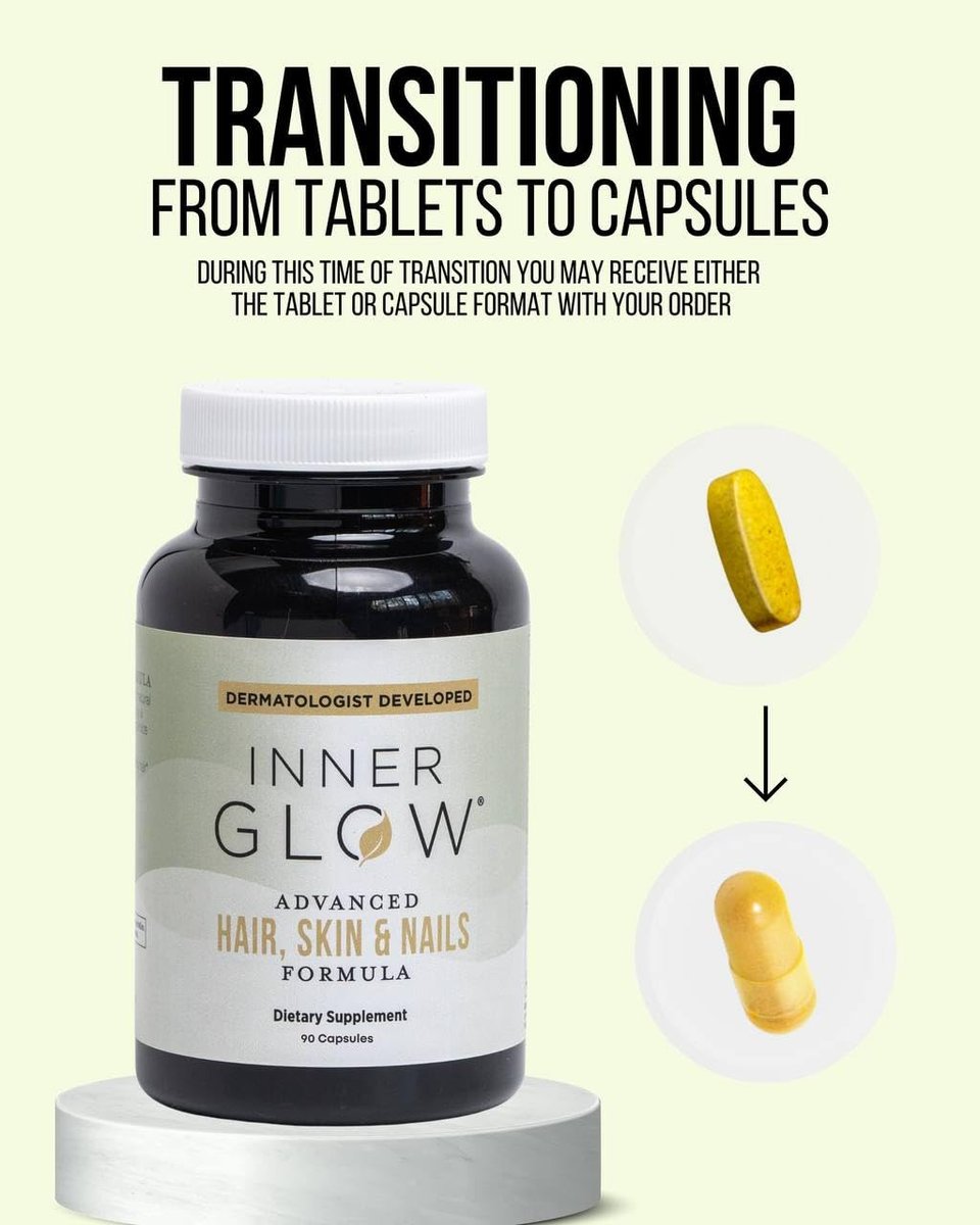Inner Glow Advanced Hair, Skin & Nails Vitamins – Doctor-Developed with Biotin, Collagen Peptides, Vitamin D & B12 – Clinically Tested 12-Week Results, Non-GMO, Made in USA (90 Count) Avelisse