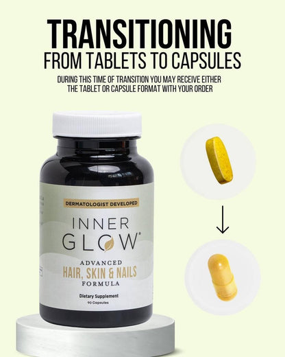 Inner Glow Advanced Hair, Skin & Nails Vitamins – Doctor-Developed with Biotin, Collagen Peptides, Vitamin D & B12 – Clinically Tested 12-Week Results, Non-GMO, Made in USA (90 Count) Avelisse