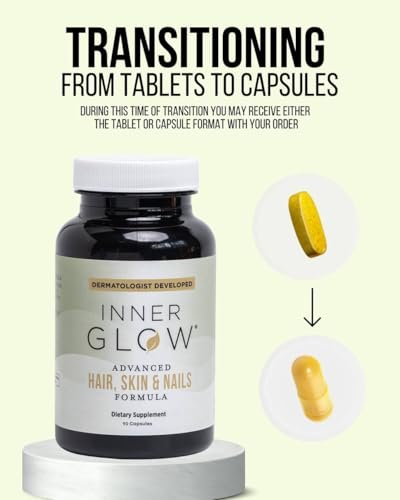 Inner Glow Advanced Hair, Skin & Nails Vitamins – Doctor-Developed with Biotin, Collagen Peptides, Vitamin D & B12 – Clinically Tested 12-Week Results, Non-GMO, Made in USA (90 Count) Avelisse