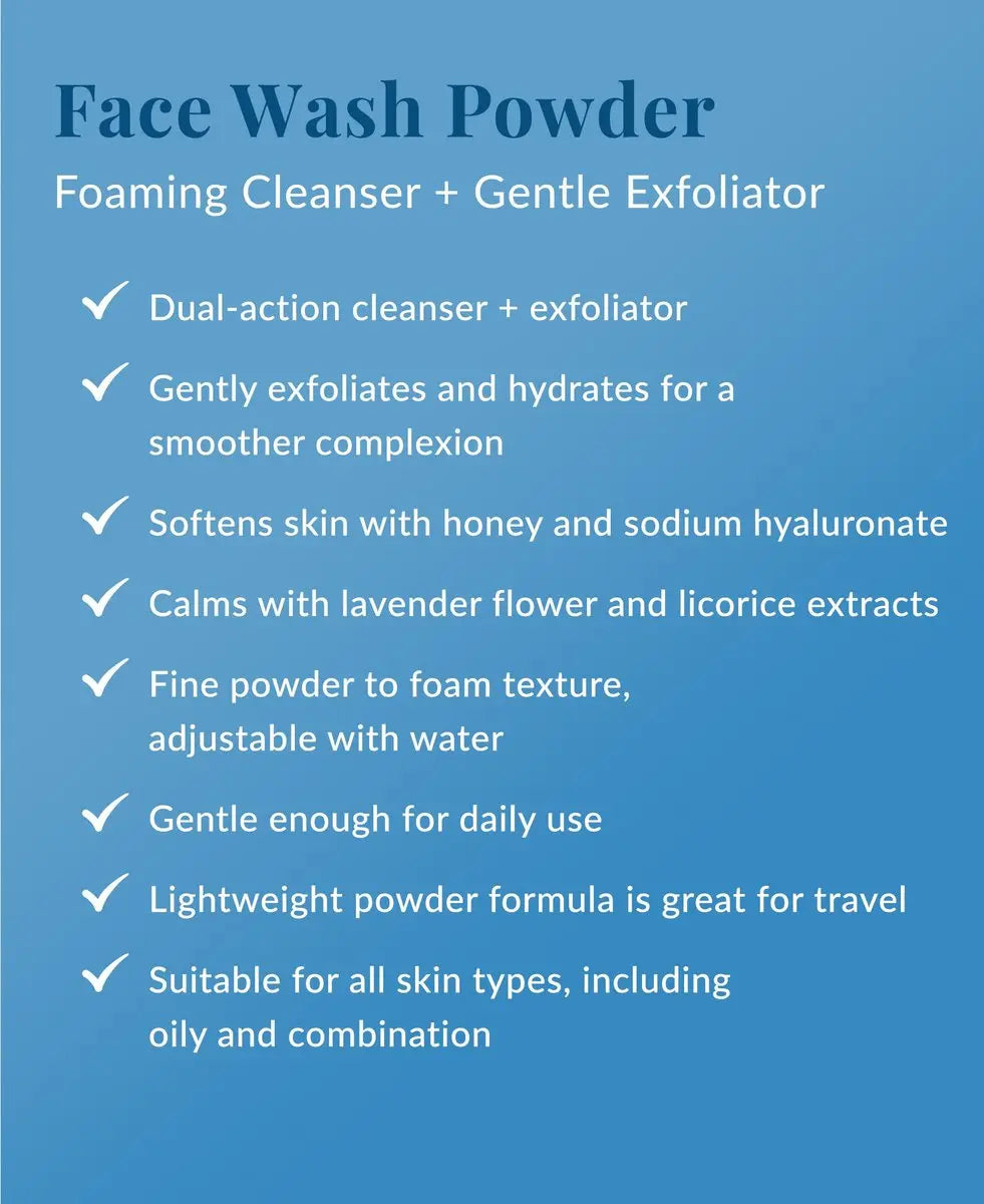 DHC Face Wash Powder 2 Pack - Gentle Exfoliating Foaming Cleanser for All Skin Types, Fragrance-Free, 1.7 oz Each Avelisse
