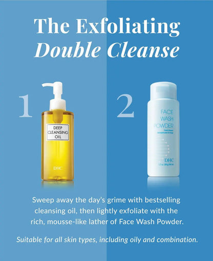 DHC Face Wash Powder 2 Pack - Gentle Exfoliating Foaming Cleanser for All Skin Types, Fragrance-Free, 1.7 oz Each Avelisse