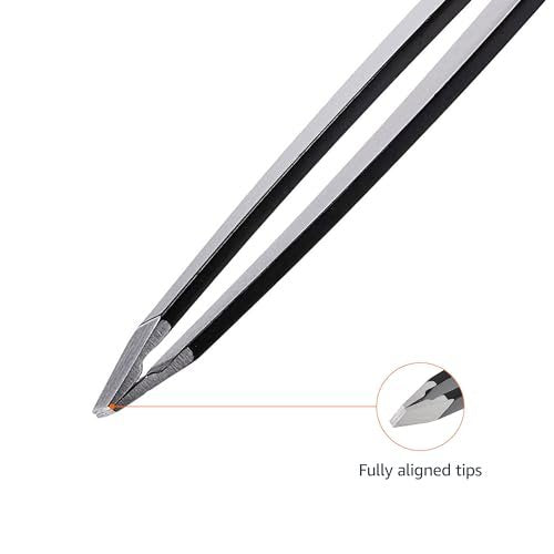 Professional Stainless Steel Tweezers Set of 4 with Travel Case - Precision Facial Hair, Eyebrow, and Eyelash Tweezers - görsel 5