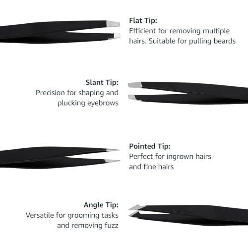 Professional Stainless Steel Tweezers Set of 4 with Travel Case - Precision Facial Hair, Eyebrow, and Eyelash Tweezers - görsel 3